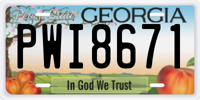 GA license plate PWI8671