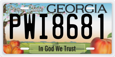 GA license plate PWI8681