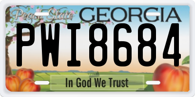 GA license plate PWI8684