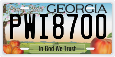 GA license plate PWI8700