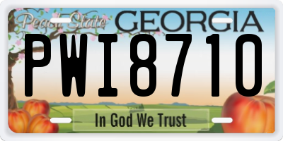 GA license plate PWI8710