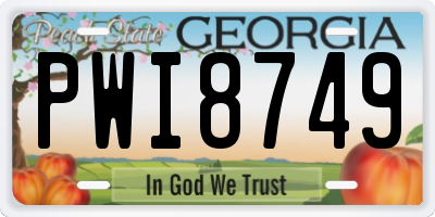 GA license plate PWI8749