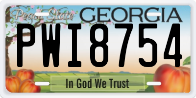 GA license plate PWI8754