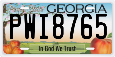 GA license plate PWI8765