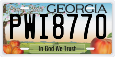 GA license plate PWI8770