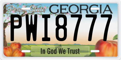 GA license plate PWI8777