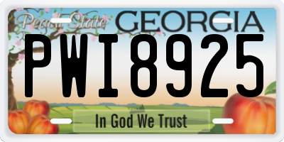 GA license plate PWI8925