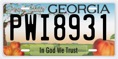 GA license plate PWI8931