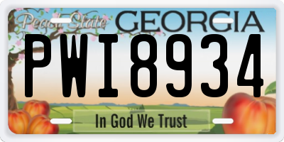 GA license plate PWI8934