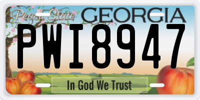 GA license plate PWI8947