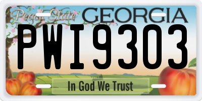GA license plate PWI9303