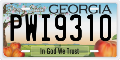 GA license plate PWI9310