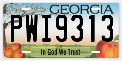 GA license plate PWI9313