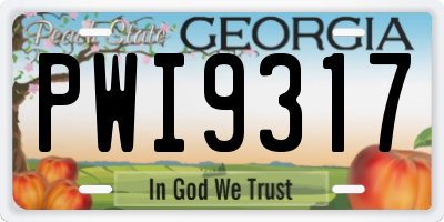 GA license plate PWI9317