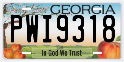 GA license plate PWI9318