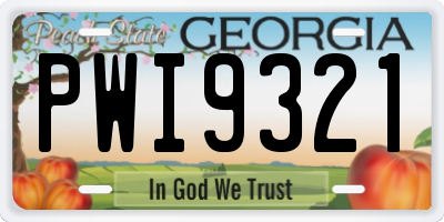 GA license plate PWI9321