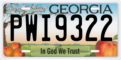 GA license plate PWI9322