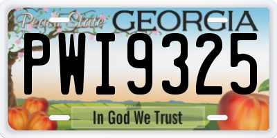 GA license plate PWI9325