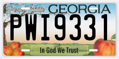 GA license plate PWI9331