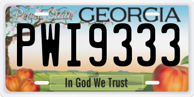 GA license plate PWI9333