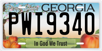 GA license plate PWI9340