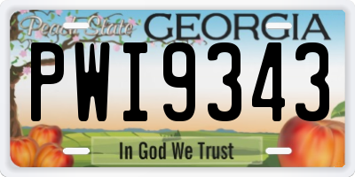 GA license plate PWI9343
