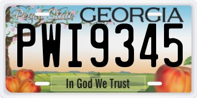 GA license plate PWI9345