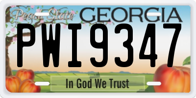 GA license plate PWI9347