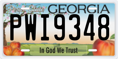 GA license plate PWI9348