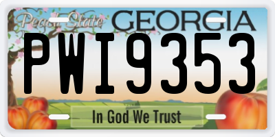 GA license plate PWI9353
