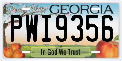 GA license plate PWI9356