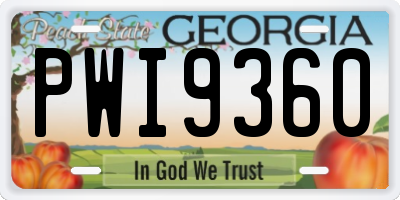 GA license plate PWI9360