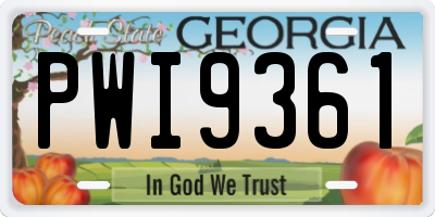 GA license plate PWI9361