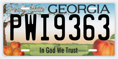 GA license plate PWI9363