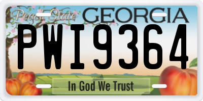 GA license plate PWI9364
