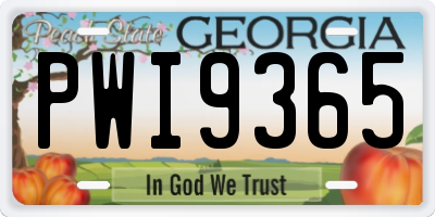 GA license plate PWI9365
