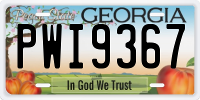 GA license plate PWI9367