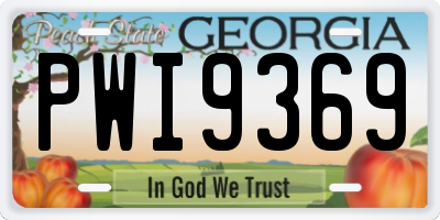 GA license plate PWI9369