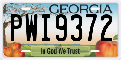 GA license plate PWI9372