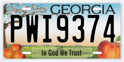 GA license plate PWI9374