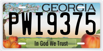 GA license plate PWI9375