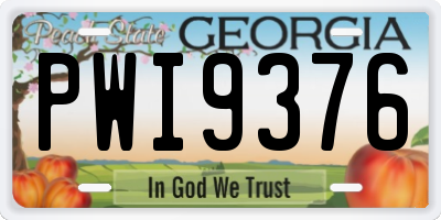 GA license plate PWI9376