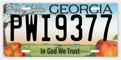 GA license plate PWI9377