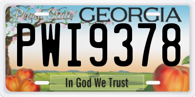 GA license plate PWI9378