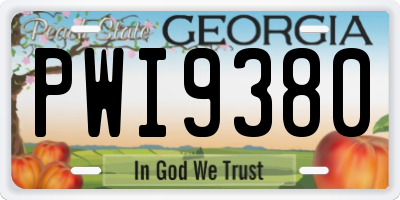 GA license plate PWI9380