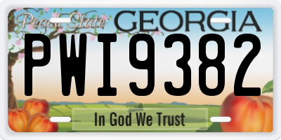 GA license plate PWI9382