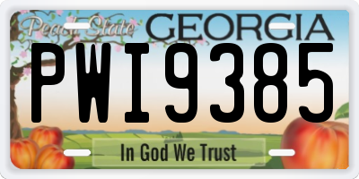 GA license plate PWI9385