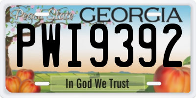 GA license plate PWI9392