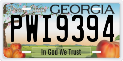 GA license plate PWI9394