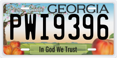 GA license plate PWI9396